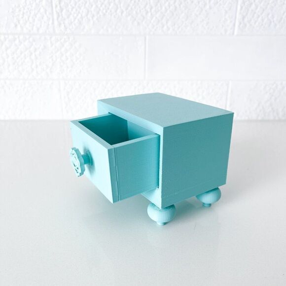 Miniature Barbie Nightstands (Set of 2) Cyan Blue 3D Printed Dollhouse Furniture - Picture 5 of 7